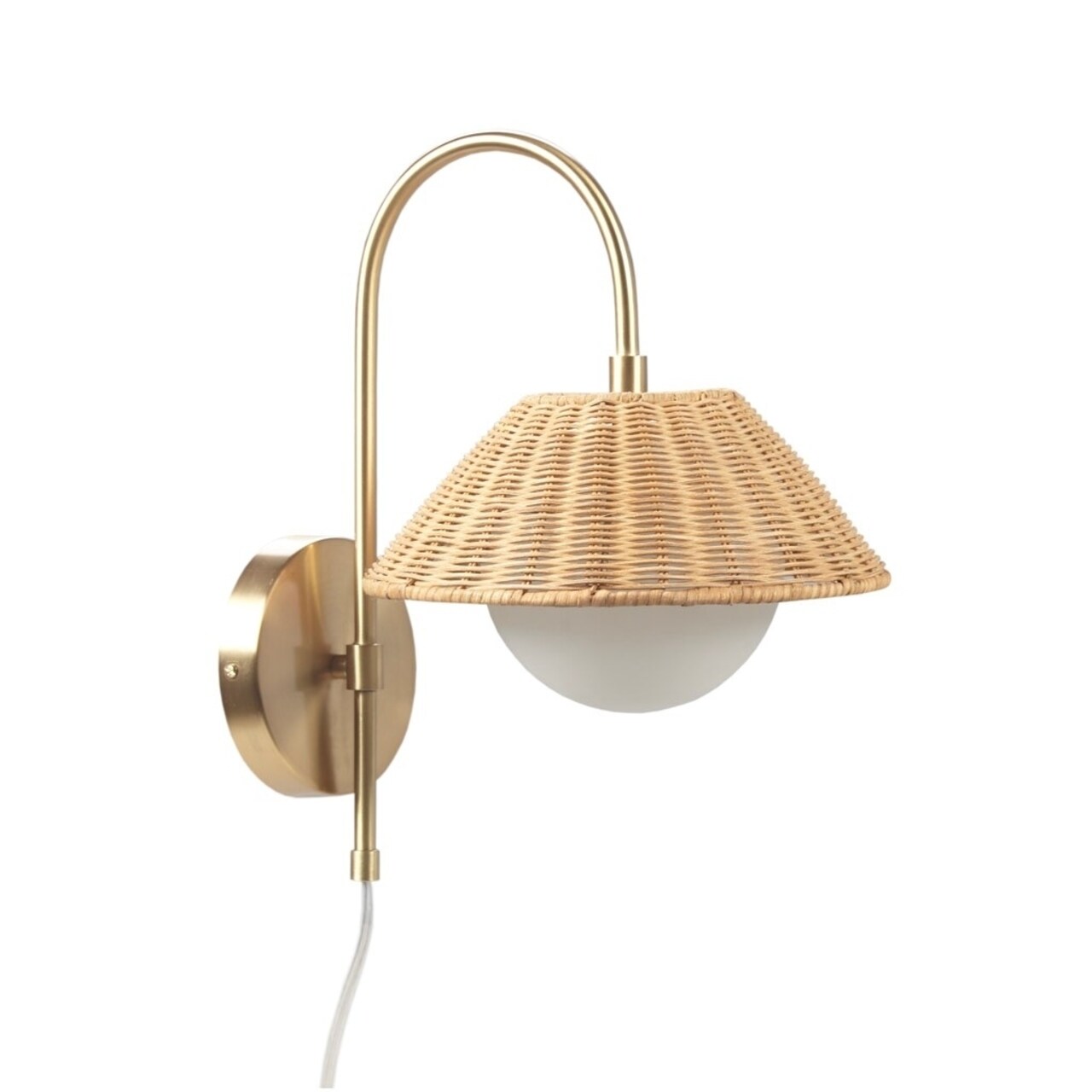 Gracie Mills Rattan Weave Wall Sconce Grace-15390 Warm Light Ambiance Decor